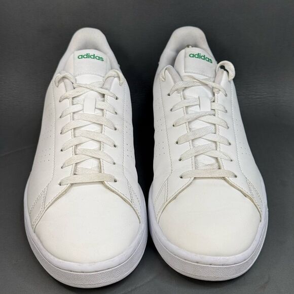 adidas Cloudfoam Advantage Clean White Green sneaker shoes men’s size 11.5 - Picture 2 of 8